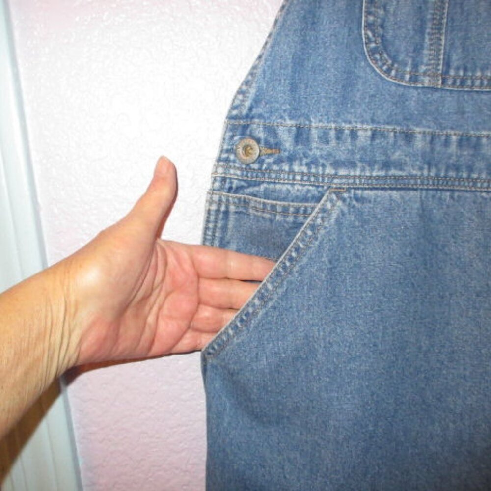 Vtg Unionbay Y2K 90s Denim Overalls M Shortalls Baggy Carpenter Grunge Western - Picture 4 of 10